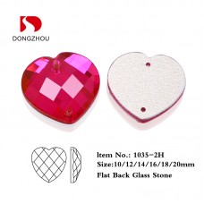 DZ 1035 heart shape with 2 hole crystal flat back stone
